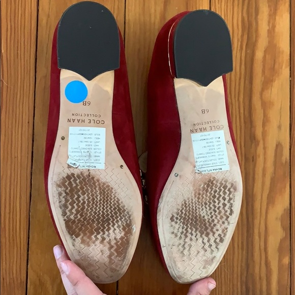 Red Suede Gold Hardware Loafers - Picture 5 of 6